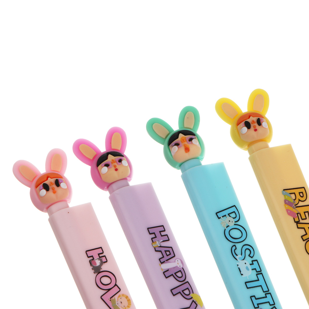 Ручка гелевая синяя 0,5мм, с линейкой, 2 в 1, "Беби ушки", 4 вида - #6