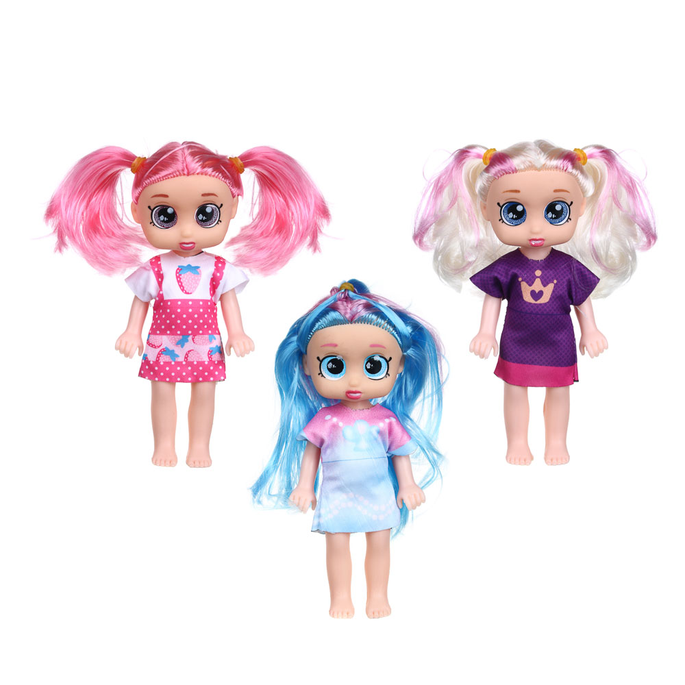 ИГРОЛЕНД Кукла с цветными волосами, 16 см, PP, PVC, полиэстер, 22х15х4,5см, 3 дизайна - #2