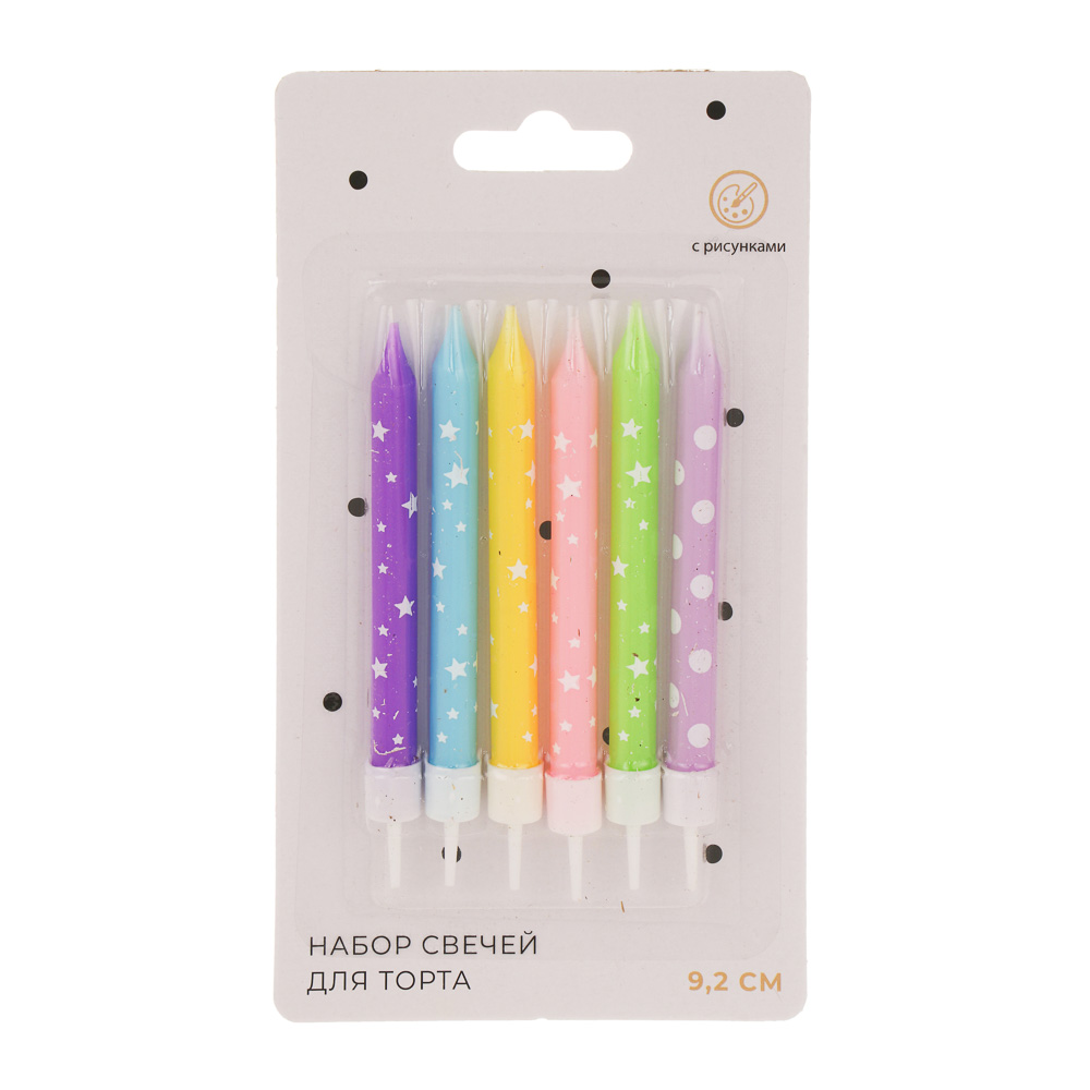 Набор свечей для торта тм Fntastic 9,2 см, с рисунками, парафин, 3 вида - #5