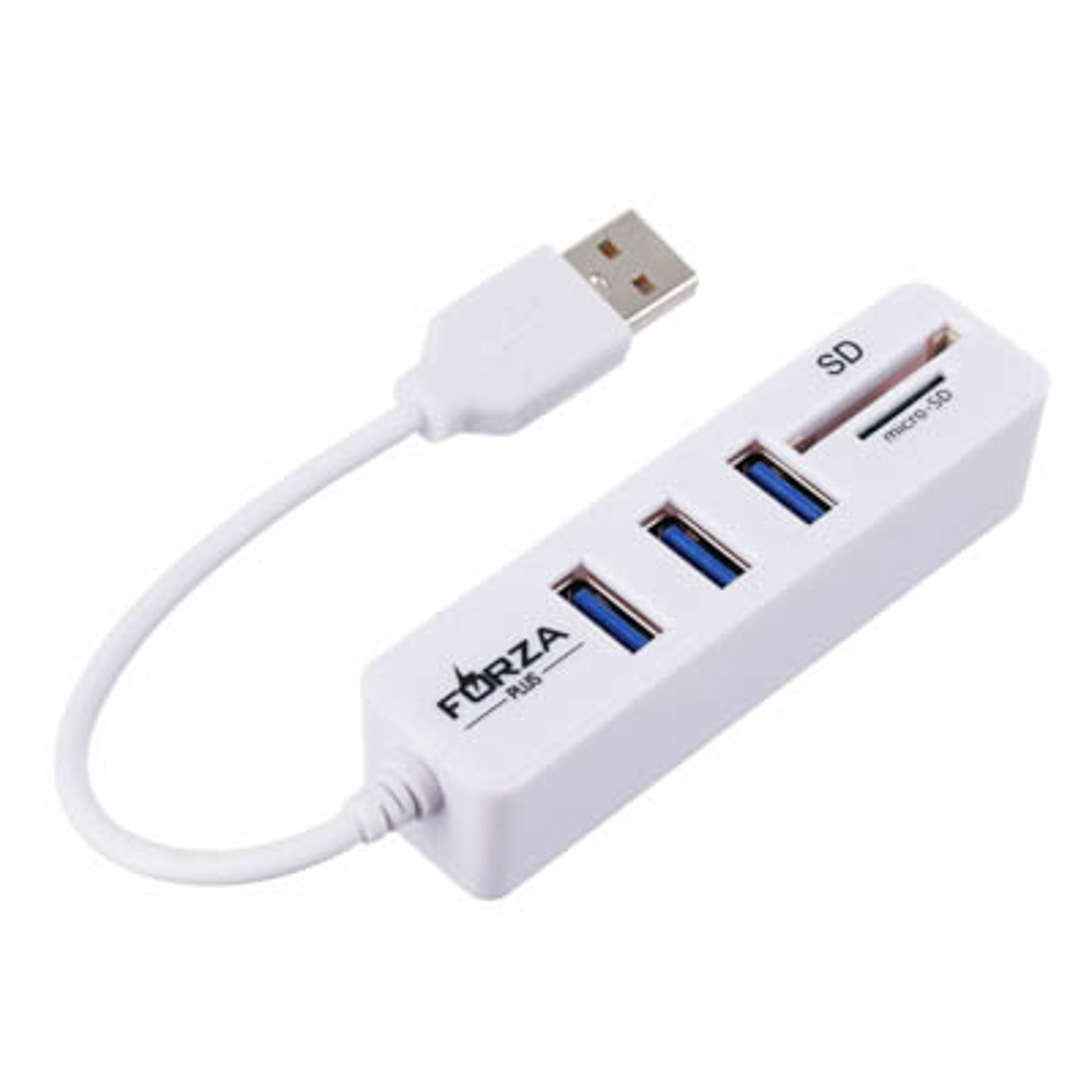 FORZA USB-хаб 3 USB, USB 2.0, кард-ридер SD, Micro-SD - #1