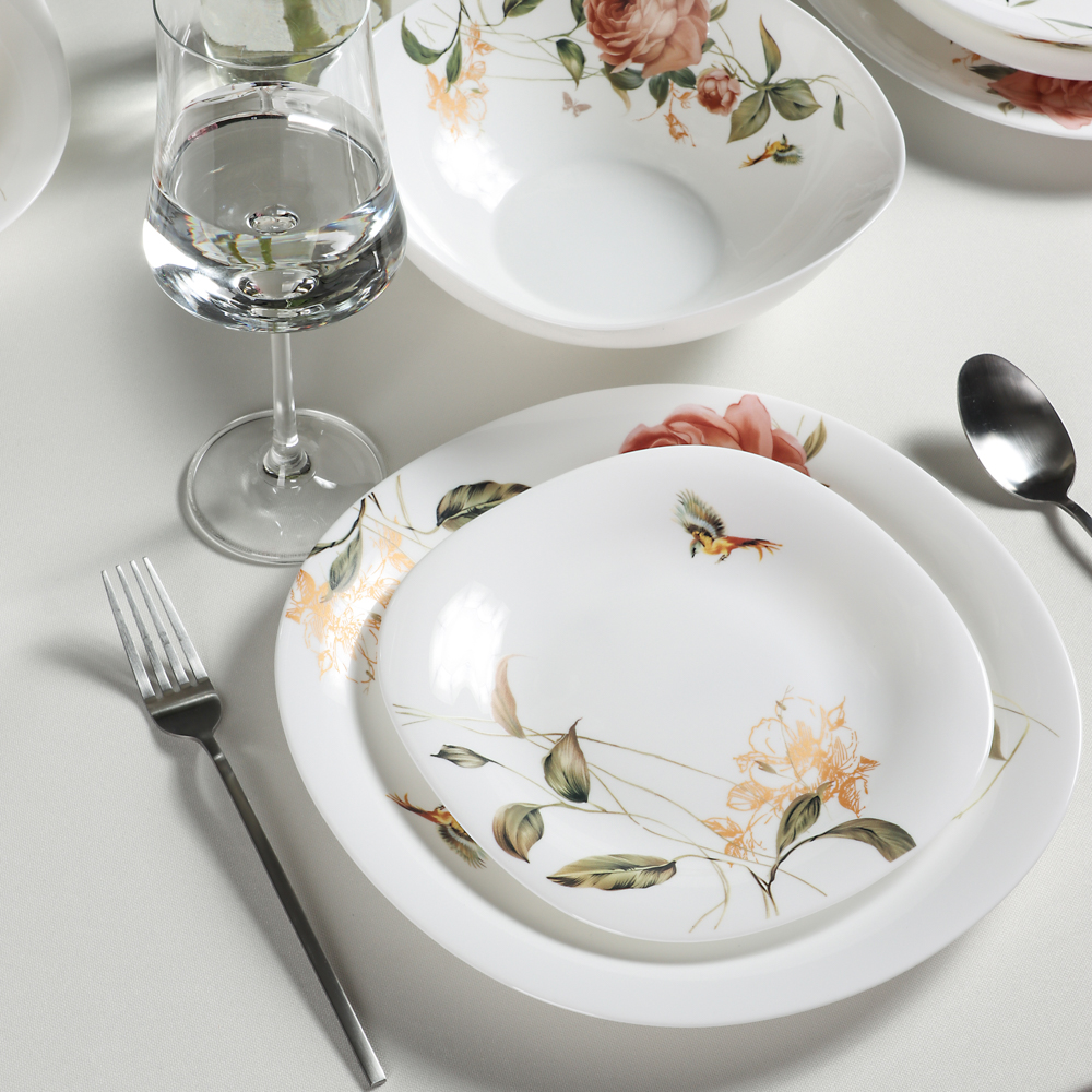 MILLIMI Анета Набор столовой посуды 13 пр., опаловое стекло, квадратная форма, 19019 - #17