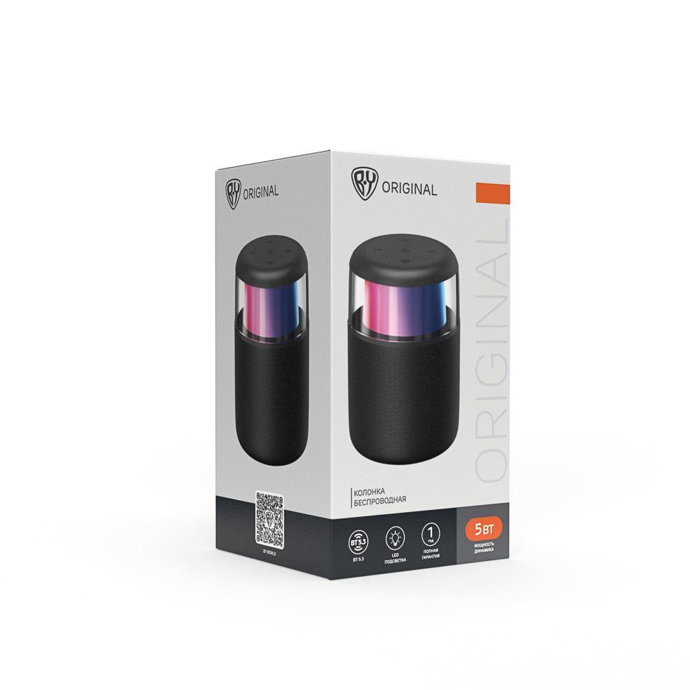 BY Колонка беспроводная GlowSound Mini, 5 Вт,подсветка, 1200мАч, microSD, ВШГ 12x8x8см, черный - #2