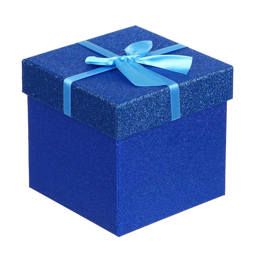 Коробка подарочная, картонная, с глиттером и бантом, 13x13x12,8 см, 4 цвета - #2