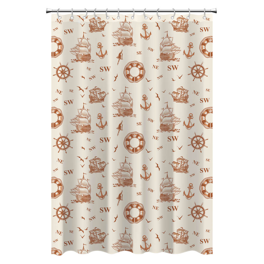 VETTA Шторка для ванной, ПВД, 180x180см, "Парусник", бежевый - #1