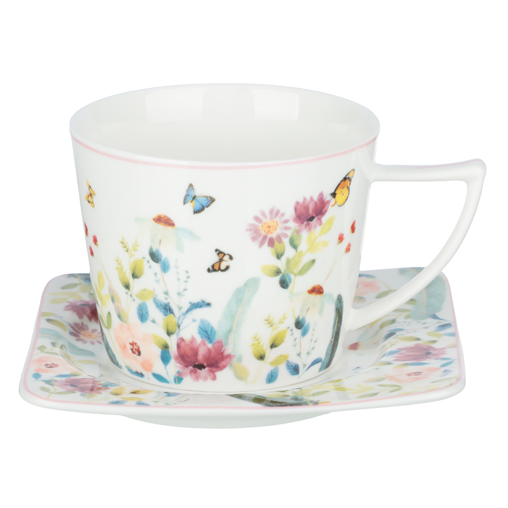 Набор чайный 2 пр., 250мл, MILLIMI, Цветы, фарфор - #1