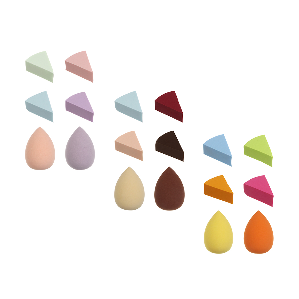 Набор спонжи для макияжа 6 шт тм ЮНИLOOK (блендер 6х4см 2 шт, спонж 4х1,8х3см 4 шт), 3 цвета - #1