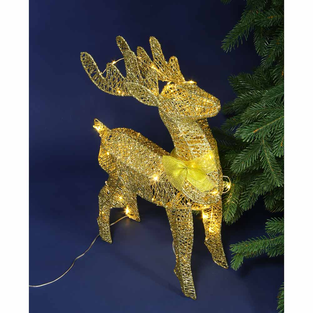 СНОУ БУМ Олень, 30 LED, 40 см, шампань, постоянное свечение - #6