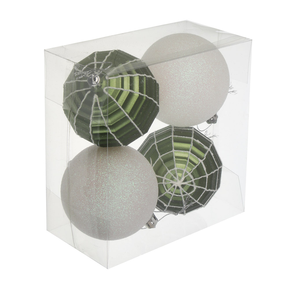 СНОУ БУМ Набор шаров 8 см, 4 шт, белый, зеленый 26-160 - #5