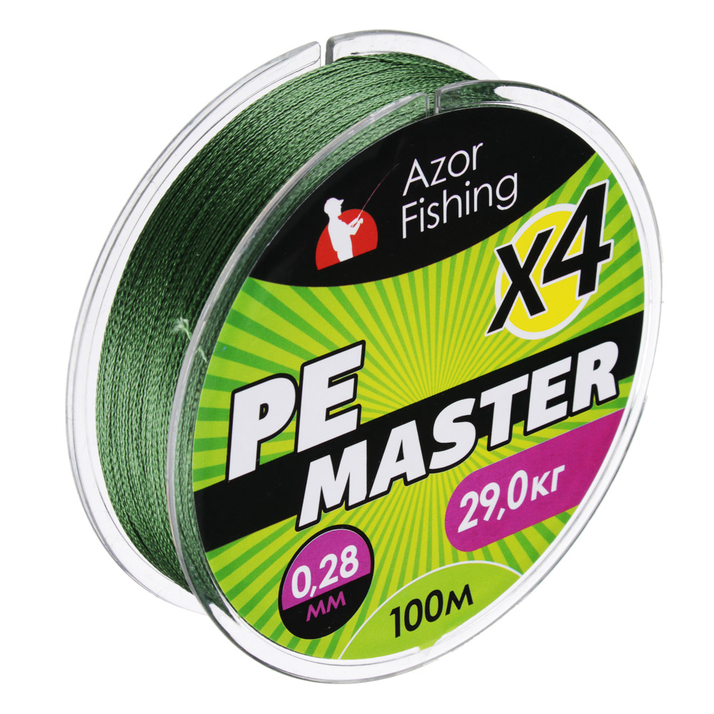 Леска плетеная AZOR FISHING PE Мастер, 0,28мм, 100м, 29кг, зеленая - #1