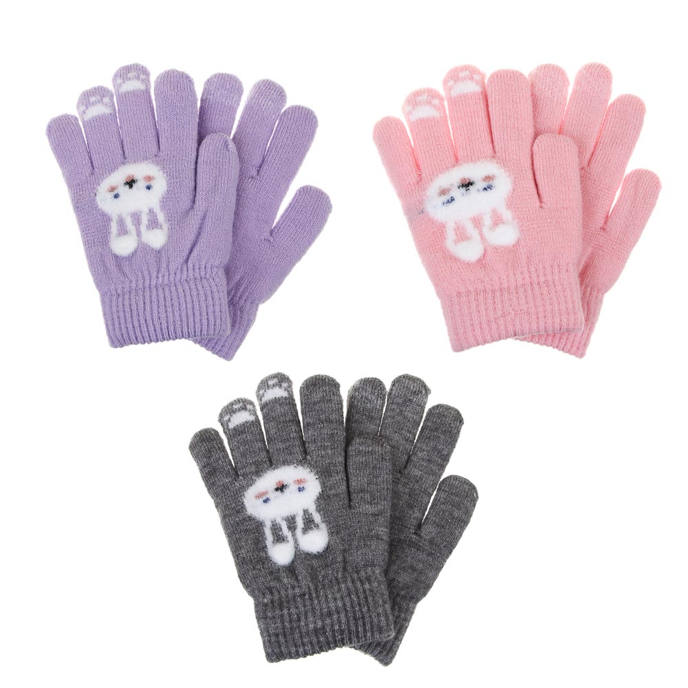 GALANTE Перчатки детские с начесом, р.14, 30%полиамид, 30%акрил, 40%полиэстер, цв.в ас-те, ОЗ25-32 - #1