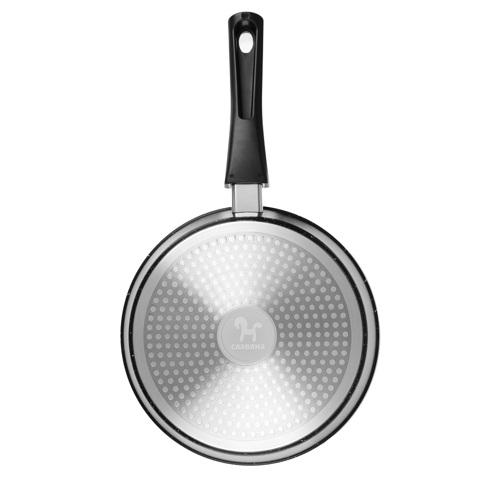 СЛАВЯНА Калина Сковорода литая глубокая d24см, антипригар.покрытие "мрамор", съемная ручка, индукция - #6