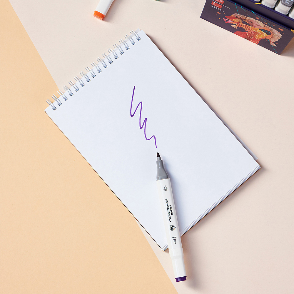 BY Русские Супергерои Маркеры худож., 36цв., 2-стор. (круг./кисточка), коробка-подставка на магните - #17