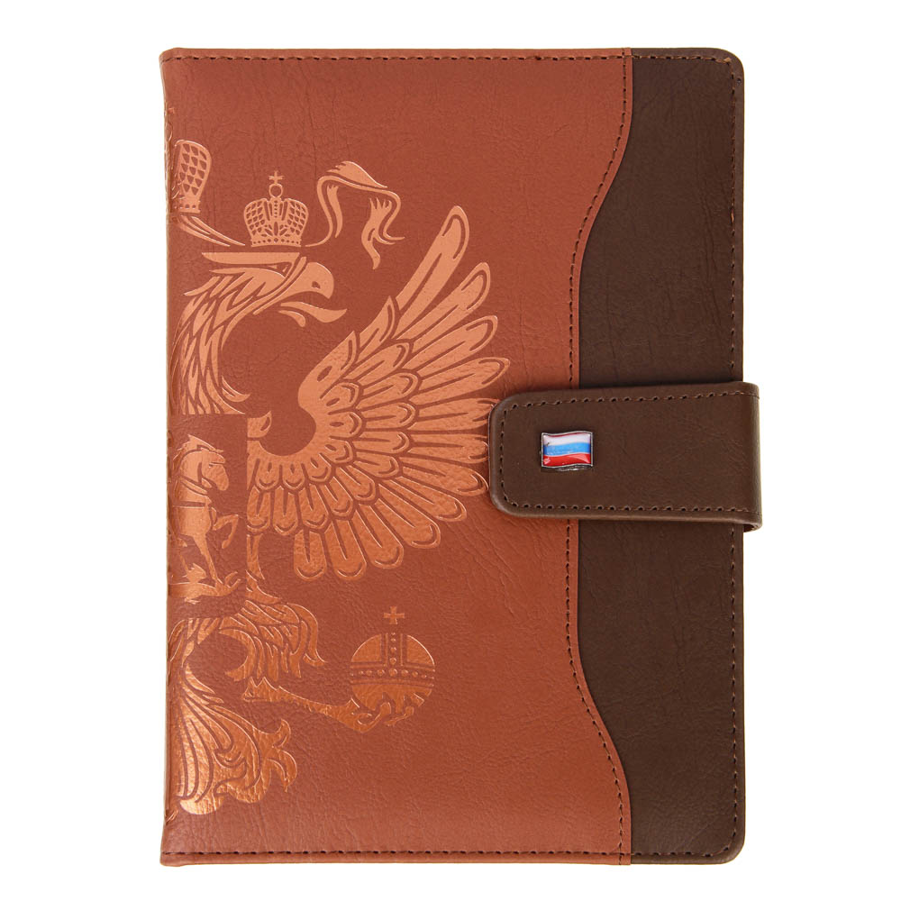 Ежедневник недатир. "СИМВОЛ" А5, 320 стр., тв.обл.с поролоном, иск.кожа, магн.застежка, коричневый - #1