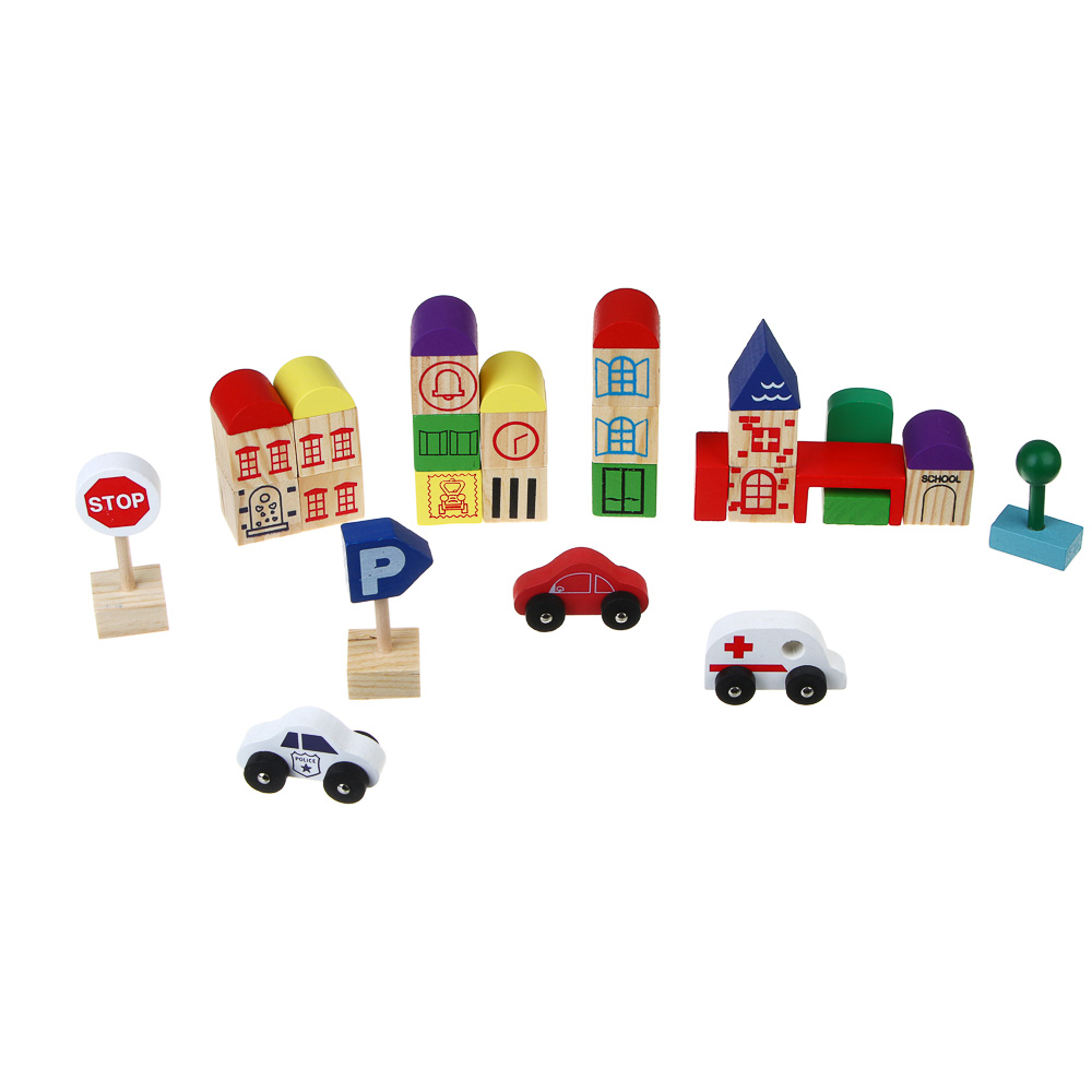 ИГРОЛЕНД Конструктор для малышей "Город деревянный", 28х16х3,5см, дерево, 4 дизайна - #9