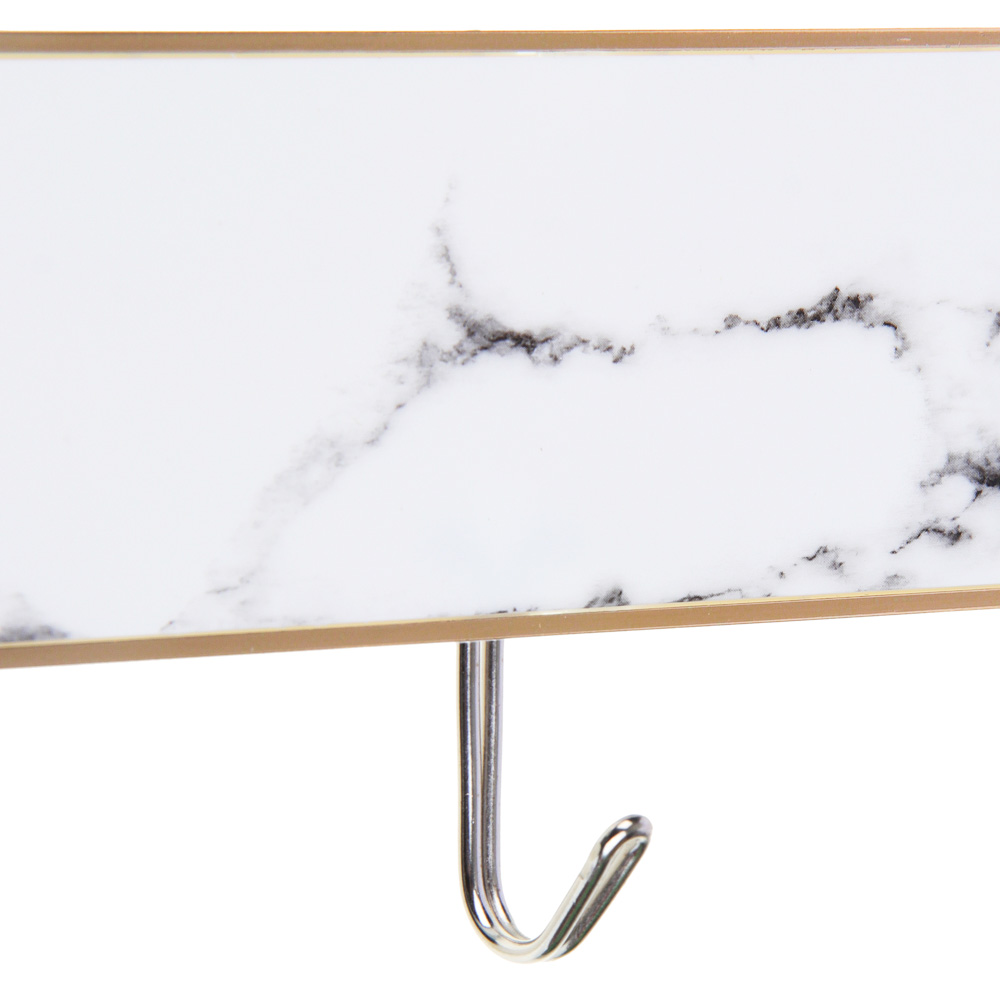 VETTA Планка «Белый мрамор» самоклеящаяся с 6 крючками, пластик, металл - #4