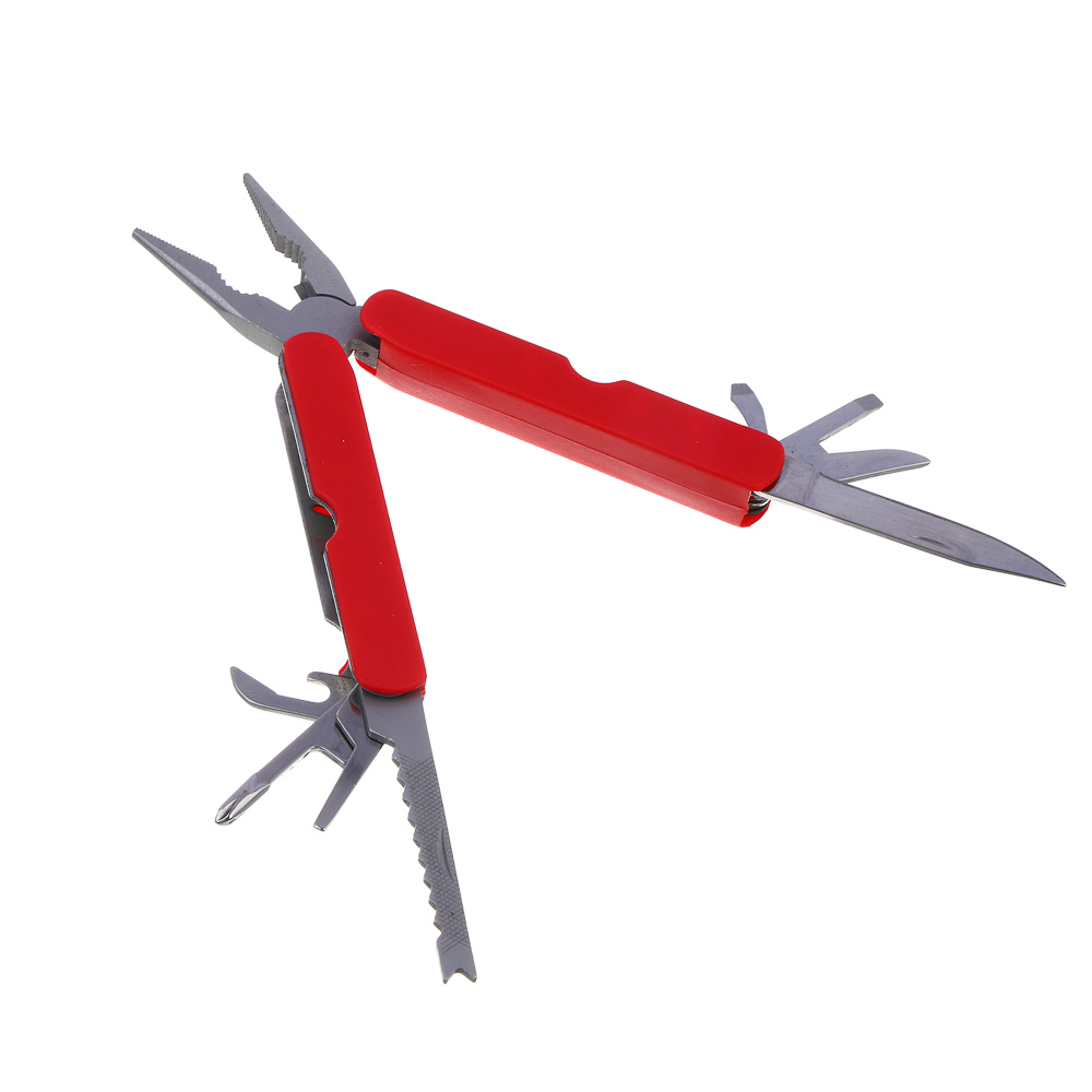 Мультитул многофункциональный тм ЕРМАК, 11 функций, нержавеющая сталь, 10 см, красн. - #2