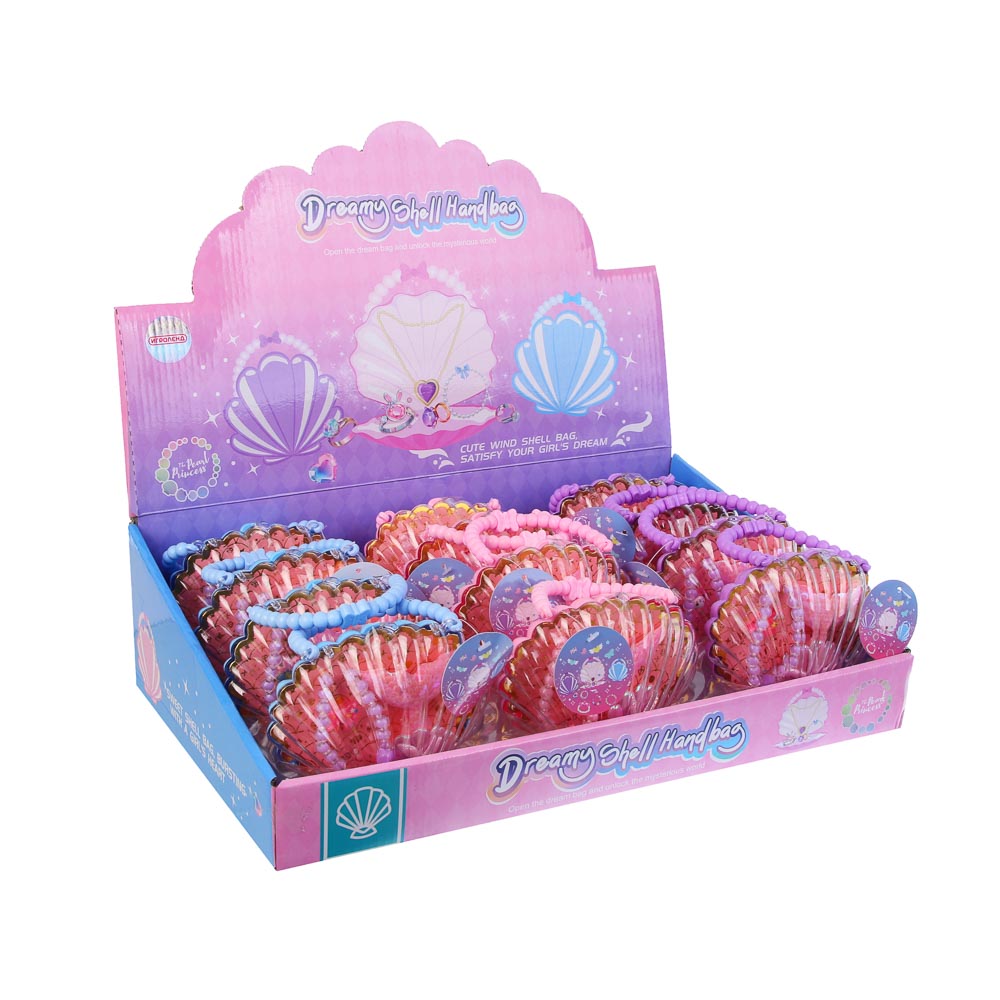 ИГРОЛЕНД Набор бижутерии в сумочке "Ракушка" 3 пред., 13х16 см, пластик, металл, текстиль - #5