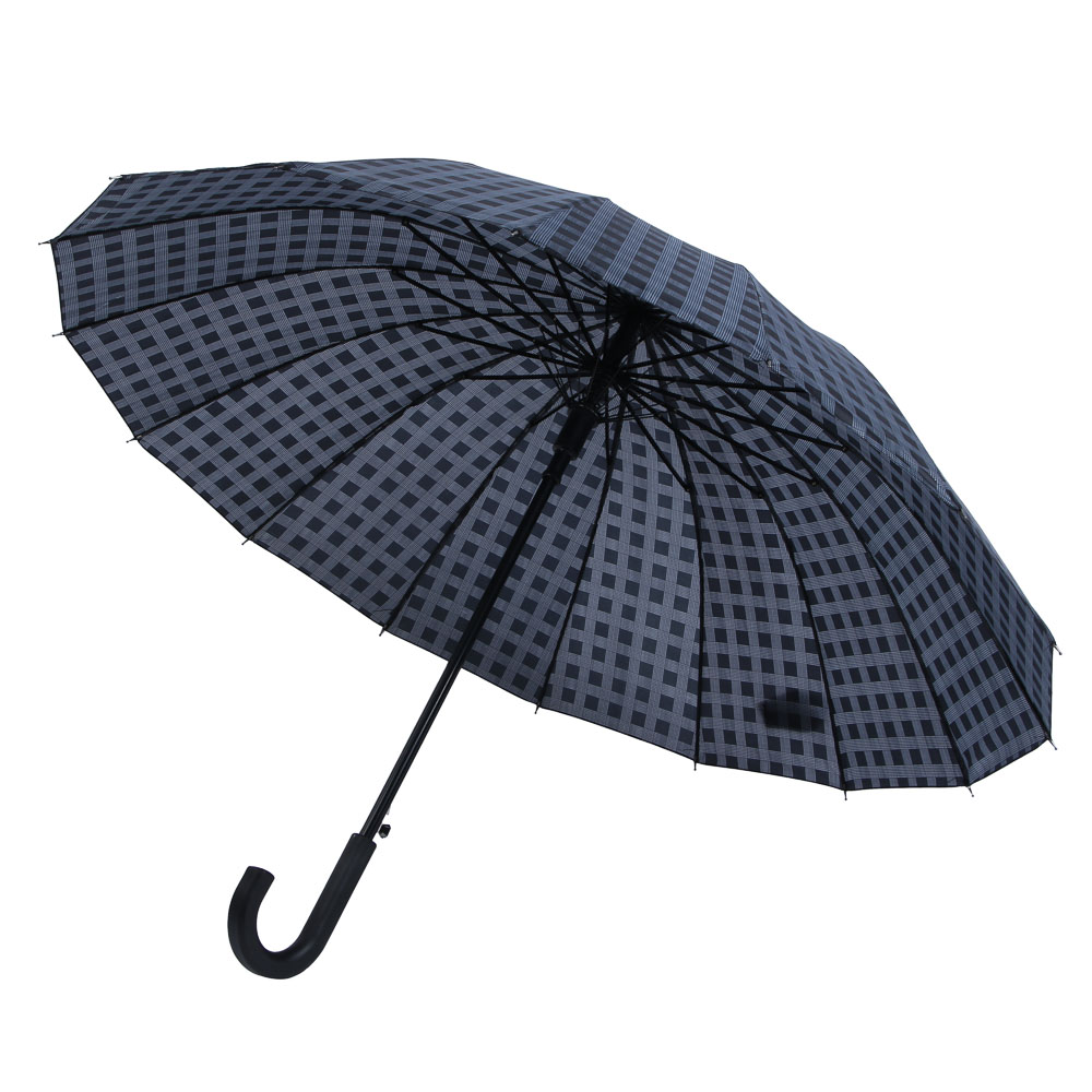 Зонт-трость мужской, металл, пластик, полиэстер, 60см, 16 спиц, 6 дизайнов - #3
