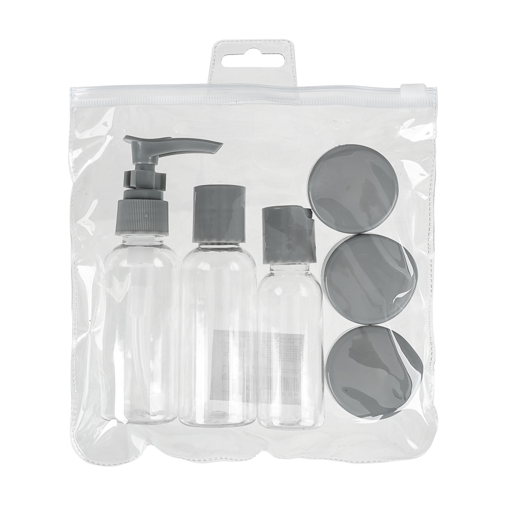 Набор для косметики дорожный 6 предметов (2 шт–50мл,1 шт–30мл, 3 шт–10гр) тм ЮНИLOOK, пластик, 2 цв. - #14