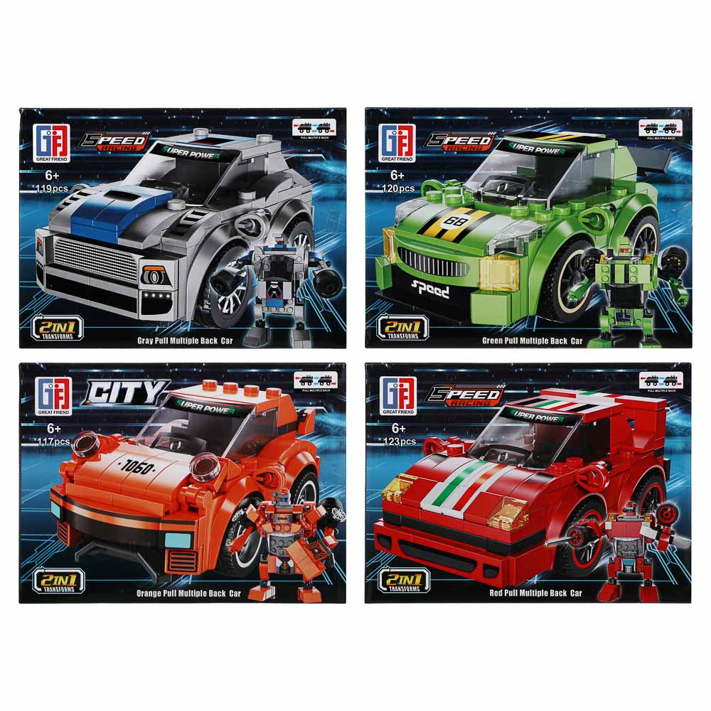 ИГРОЛЕНД Конструктор "Гоночные машинки", 117-123 дет., 21х4,3х15,5 см, ABS, 4 вида - #2