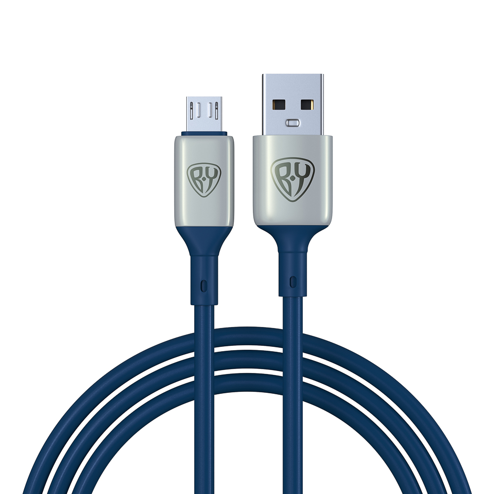 BY Кабель для зарядки Space Cable Pro Micro USB, 1м, Быстрая зарядка QC3.0, штекер металл, синий - #1