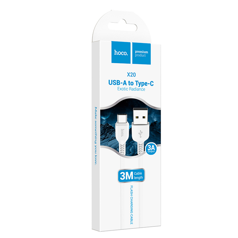 hoco. Кабель для зарядки модель X20, USB-C 3м, цвет: белый - #2