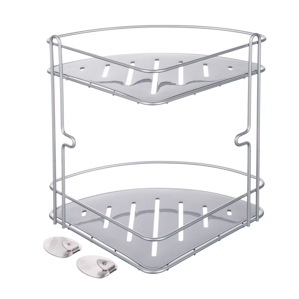 ARTEX Полка настенная угловая двухъярусная с пласт.поддоном на самоклеящ.крючках, арт. 29.19.15 - #3