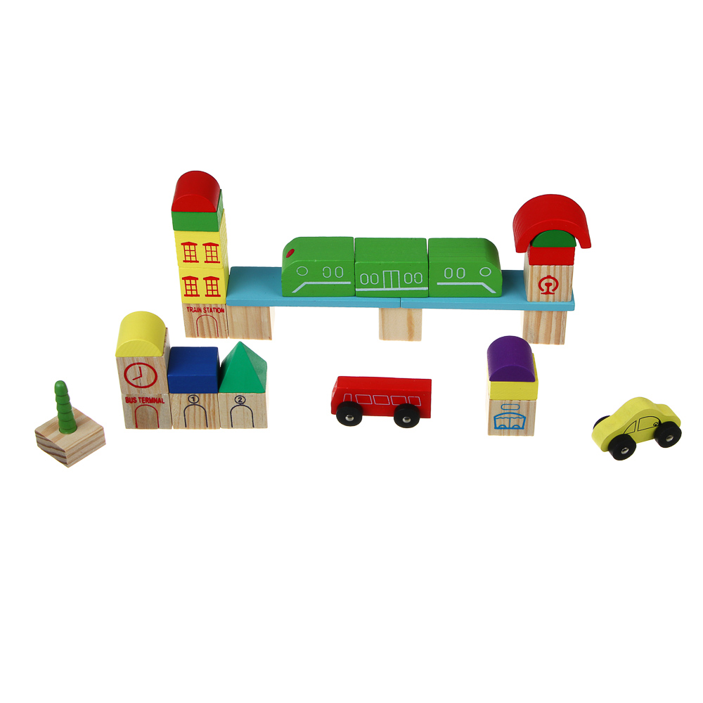 ИГРОЛЕНД Конструктор для малышей "Город деревянный", 28х16х3,5см, дерево, 4 дизайна - #7