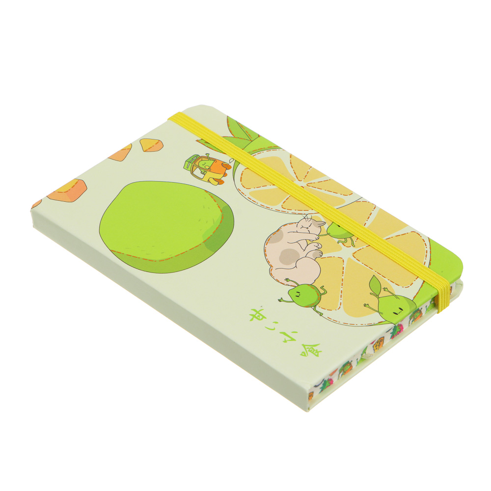 Записная книжка, 14x9см, 96л., твердая обложка, срез с цветной печатью, резинка, "Фрукты", 2диз. - #5