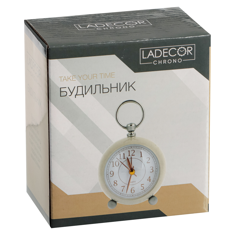 LADECOR CHRONO Будильник c подсветкой, 1xАА, 8x8x6,5 см, металл, белый - #4