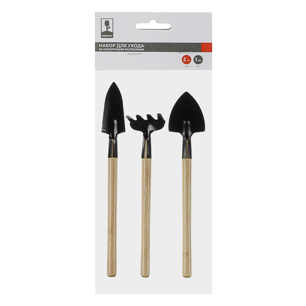 Набор для ухода за комн.растениями(совки 21-22см, грабли 18см) тм INBLOOM, ручки лакирован, мет,дер. - #4