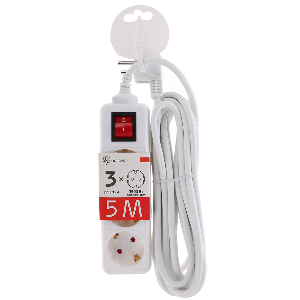 Удлинитель 3 гнезда 5м BY, с зазем, выкл., евро, с защит. шторками,16A,3500Вт - #2