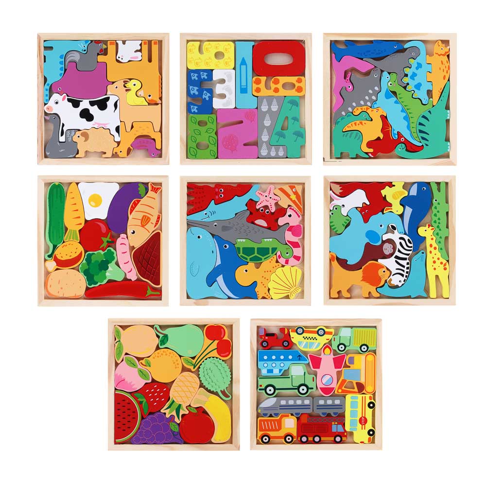 ИГРОЛЕНД Игрушка развивающая для малышей "Головоломка деревянная", 8 дизайнов, 16,7х16,7см, дерево - #2