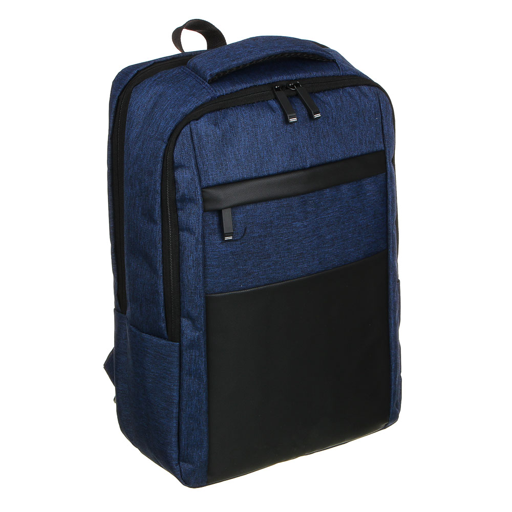Рюкзак универсальный 42x30x13,5см, 2 отд, 1 карм., отделка прорезин.мат., USB, ПЭ под ткань,чер/син. - #2