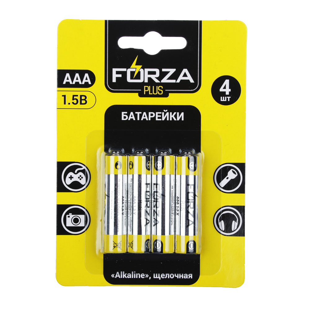 Батарейки щелочные, 4 шт, щелочная, тип AAA (LR03), BL, FORZA "Alkaline" - #1