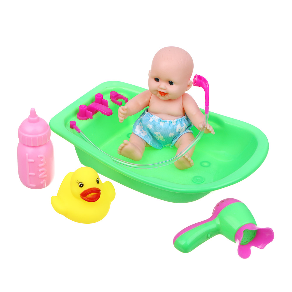 ИГРОЛЕНД Пупс 12 см в ванночке с аксессуарами, PVC, PP, 10х8х16 см - #4