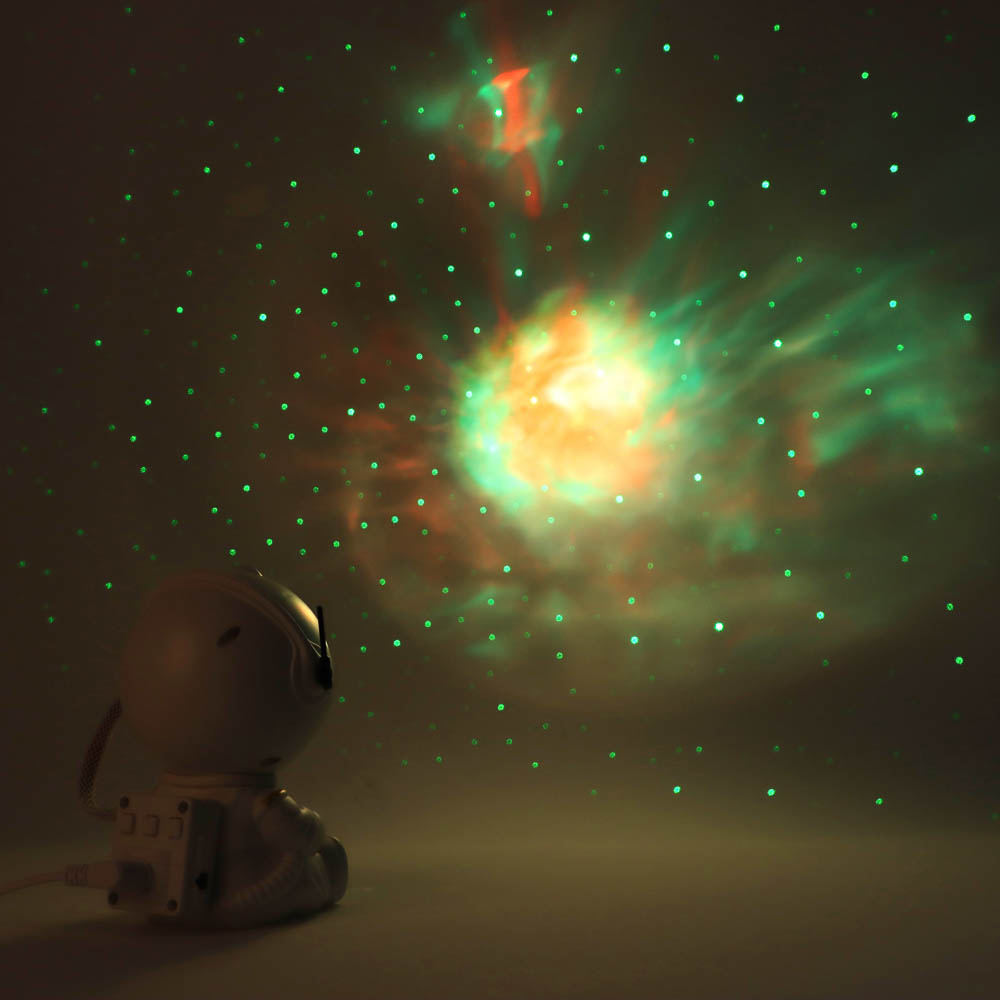 Светильник-ночник проектор неба BY Космонавт, 5W, пульт ДУ, USB, 9x8x13см, пластик, белый - #9