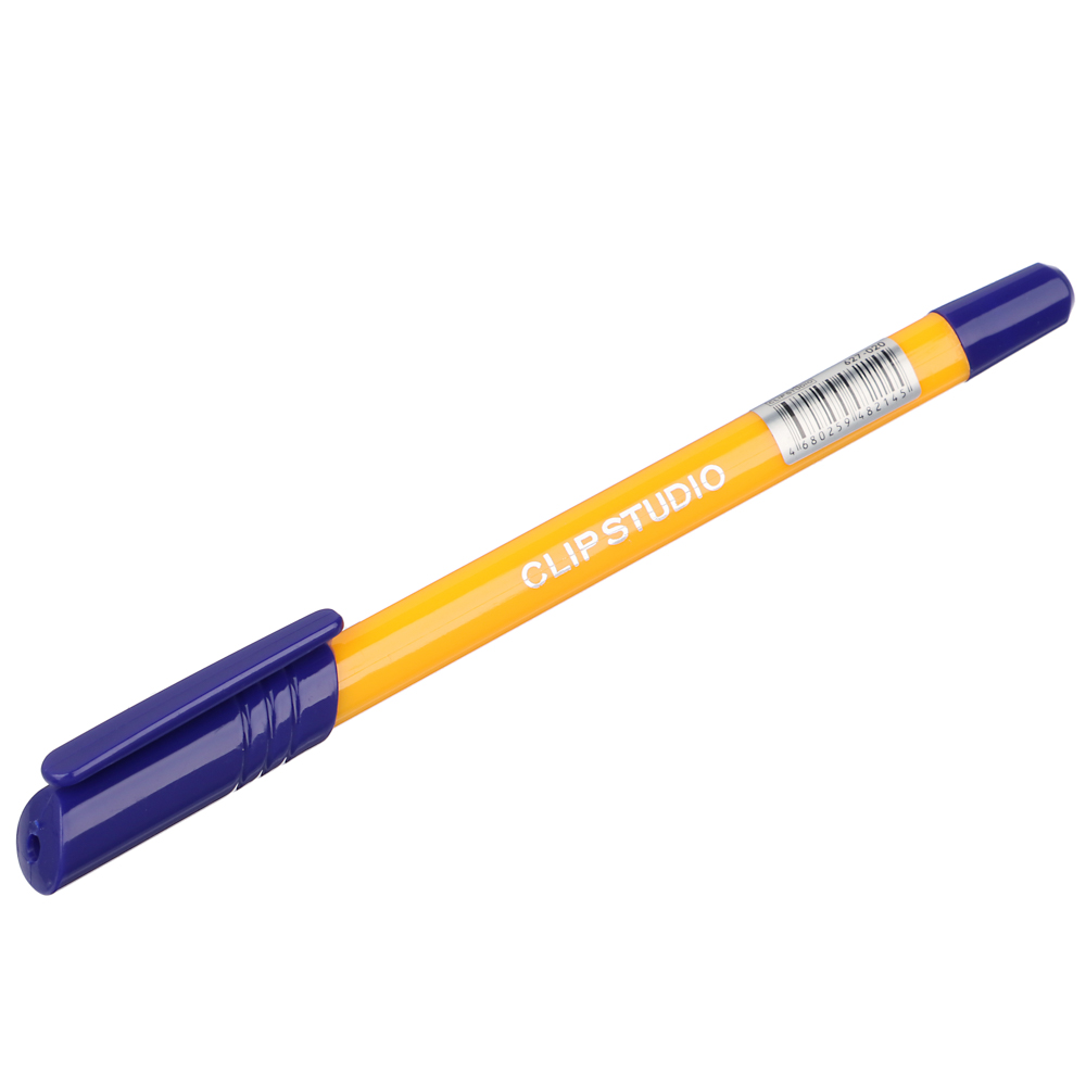 Ручка шариковая ClipStudio 0,7 мм, синяя, желтый корпус - #1