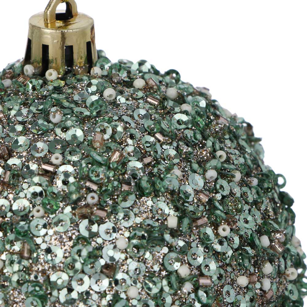 СНОУ БУМ Шар пластик 8 см, зеленый, в обсыпке - #4