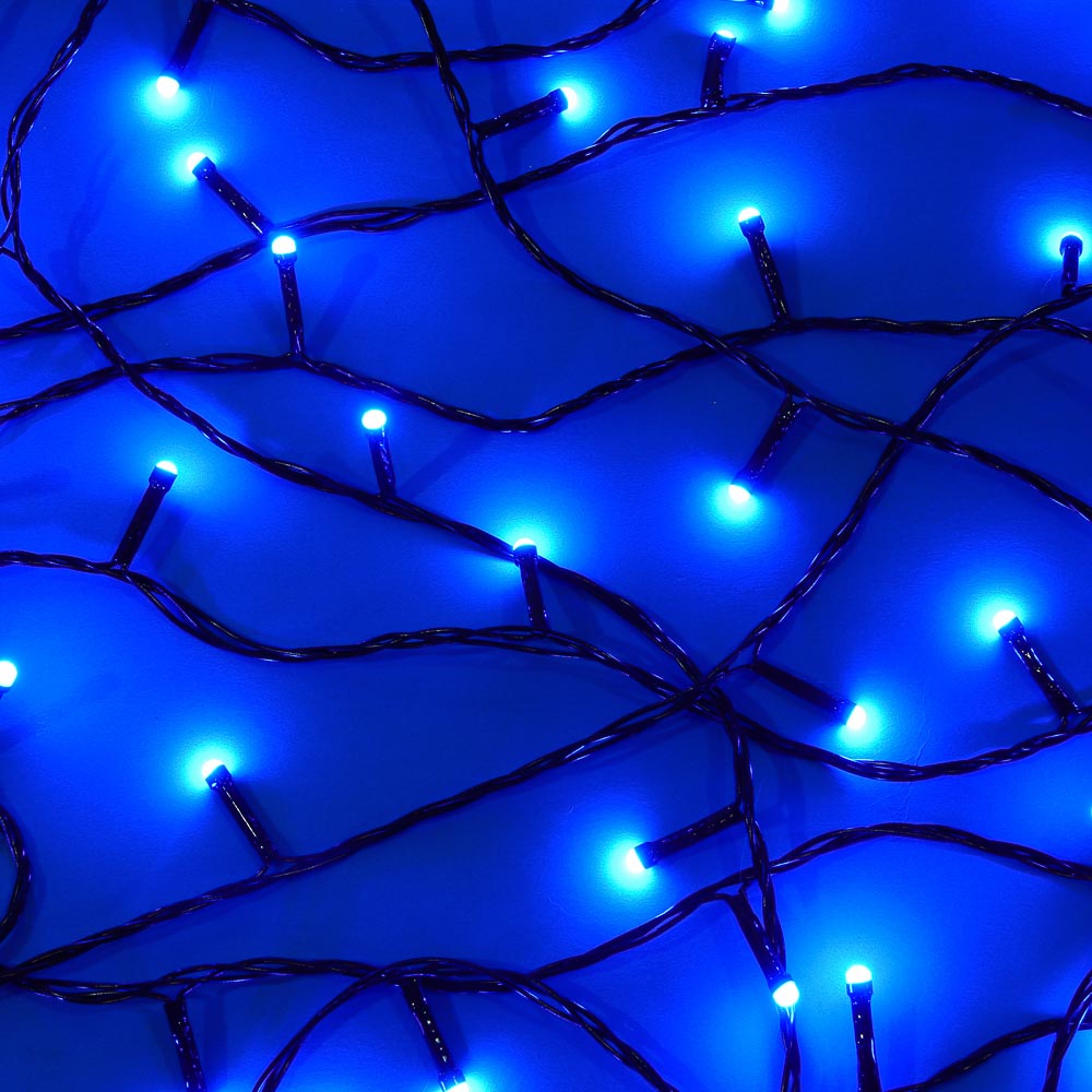 СНОУ БУМ Гирлянда эл. вьюн 10м, 100LED, синий, 8 режимов, ПВХ черный, 220В - #1