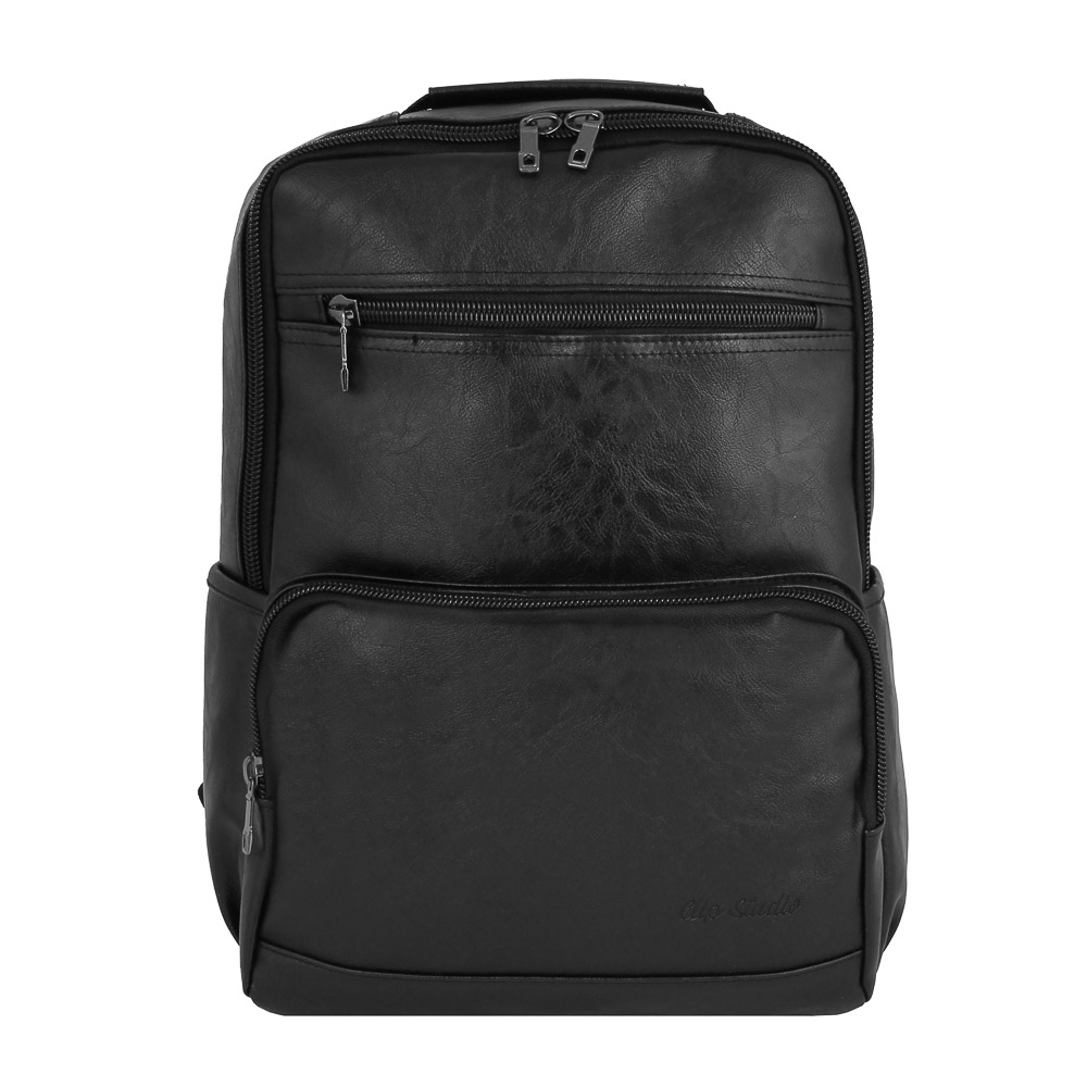 Рюкзак универсальный 40x28x13см, 1 отделение, 4 кармана, искусственная кожа, черный - #1