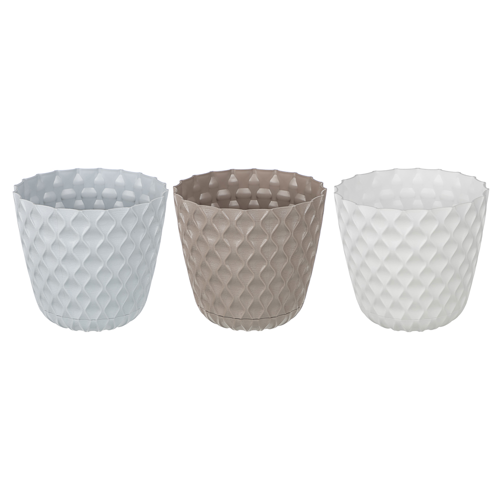 Горшок для цветов с поддоном "Wave", 2.5 л, d=17.5 см, микс цветов - #2