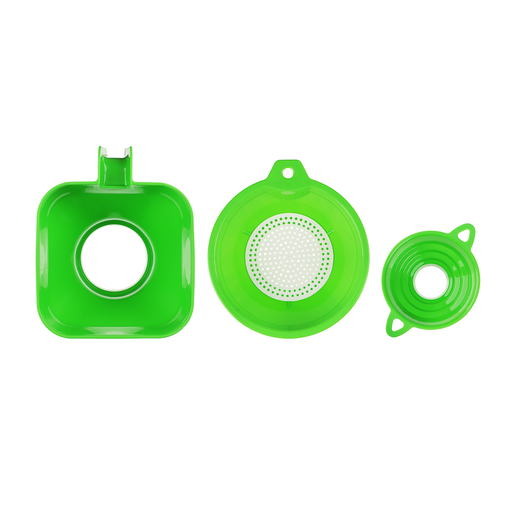 Набор 4 предмета: воронка на 4 диаметра; воронки квадратная и круглая с широким горлом, ситечко - #4