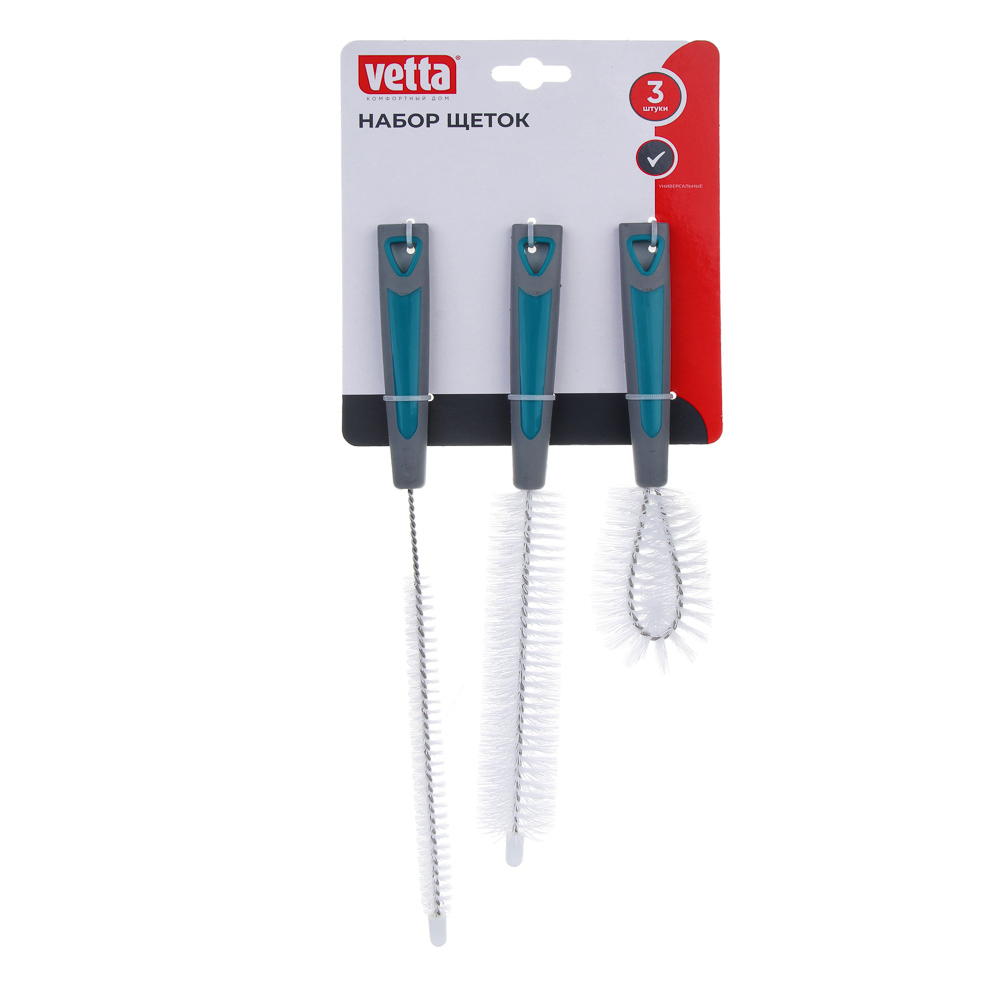 VETTA Набор из 3 щеток, полипропилен, щетка: 28,5х1 см, сред.щетка: 25,5х3 см, круг.щетка: 17,5х5 см - #7