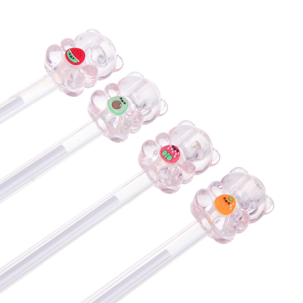 Ручка шариковая синяя, с наконечником в форме акрилового мишки, 4 дизайна, шоу-бокс - #4