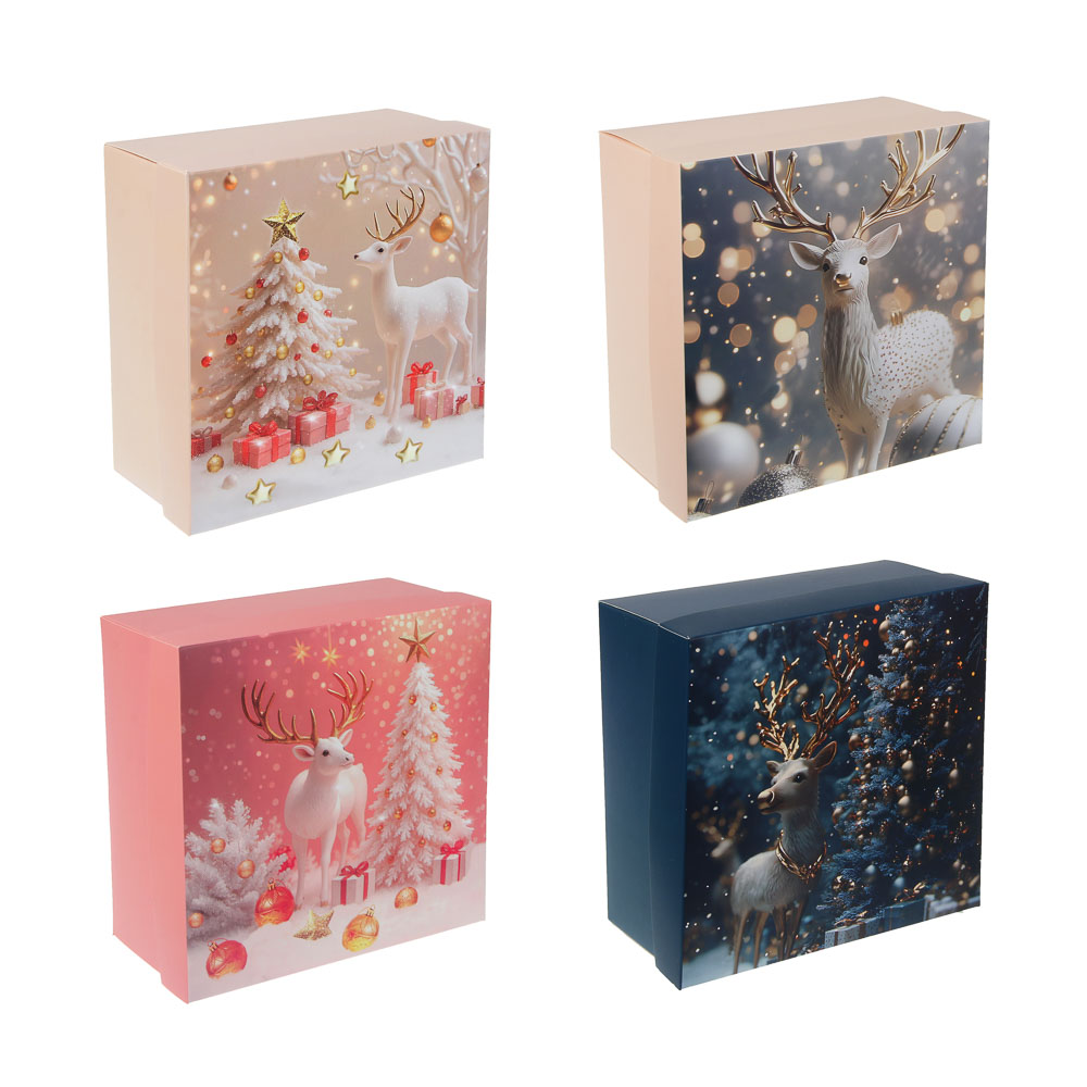 Коробка складная, 19,5x19,5x9,5см, бумага, арт.2, 4 дизайна - #7