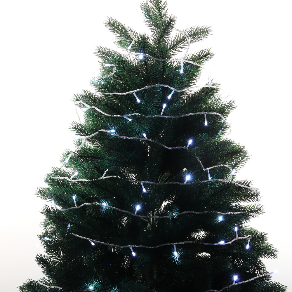 СНОУ БУМ Гирлянда эл. вьюн 10м, 100 LED, белый, пост. свеч., ПВХ прозр., коннектор, 220В - #13