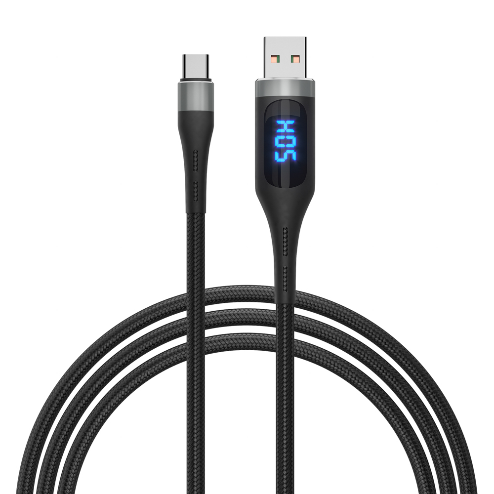 FORZA Кабель для зарядки с индикатором Type-C, 1.2м, 3A, быстрая зарядка QC3.0, плетеный кабель - #1