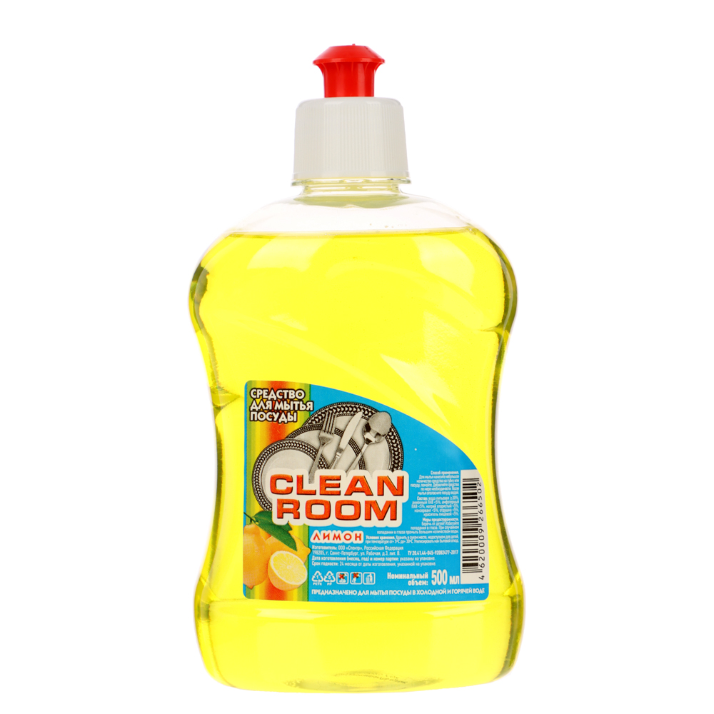 Средство для мытья посуды Clean Room, лимон, п/б, 500мл - #1