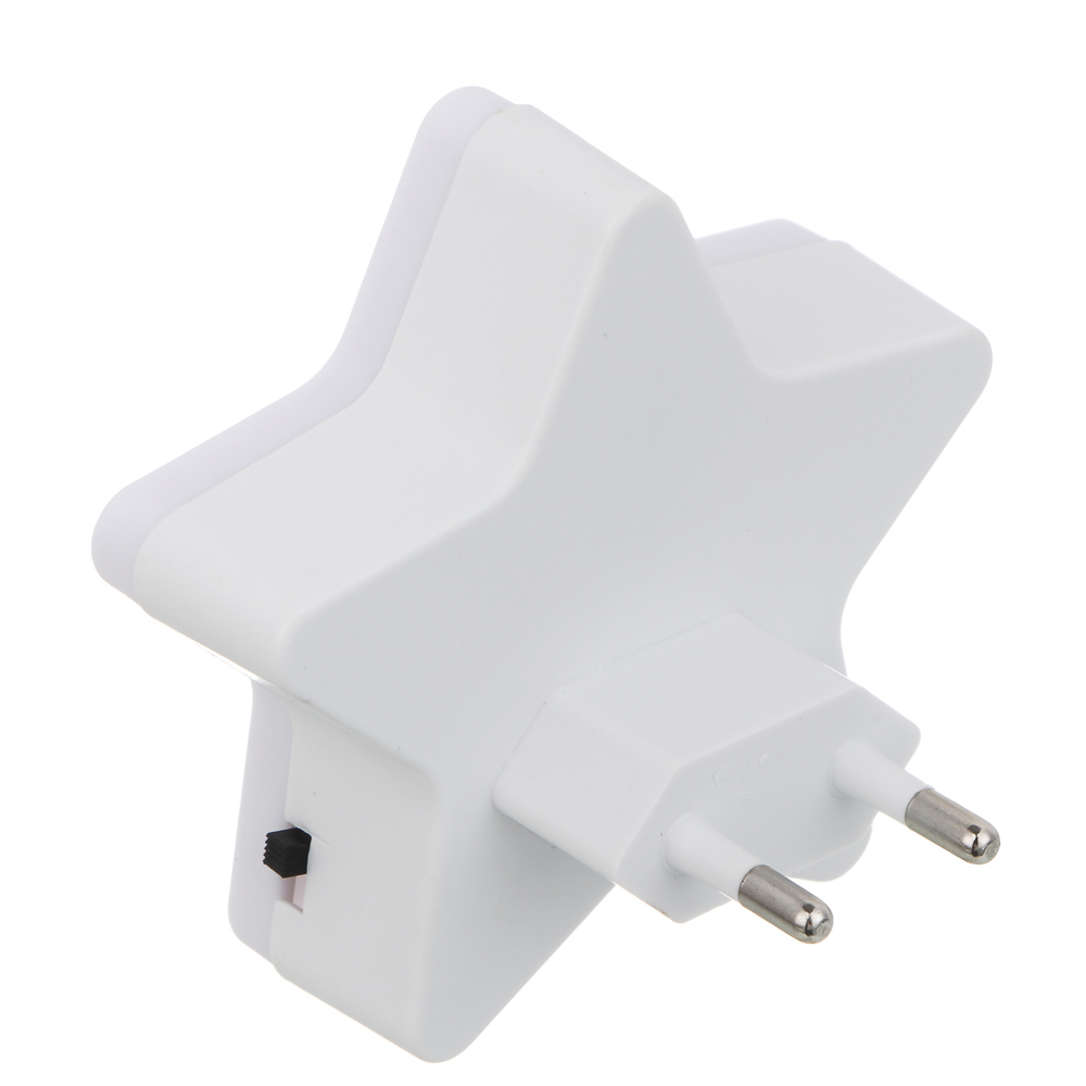 BY Светильник-ночник в розетку Звезда светодиодный, 1Вт, 8см, 230В, пластик, белый - #7